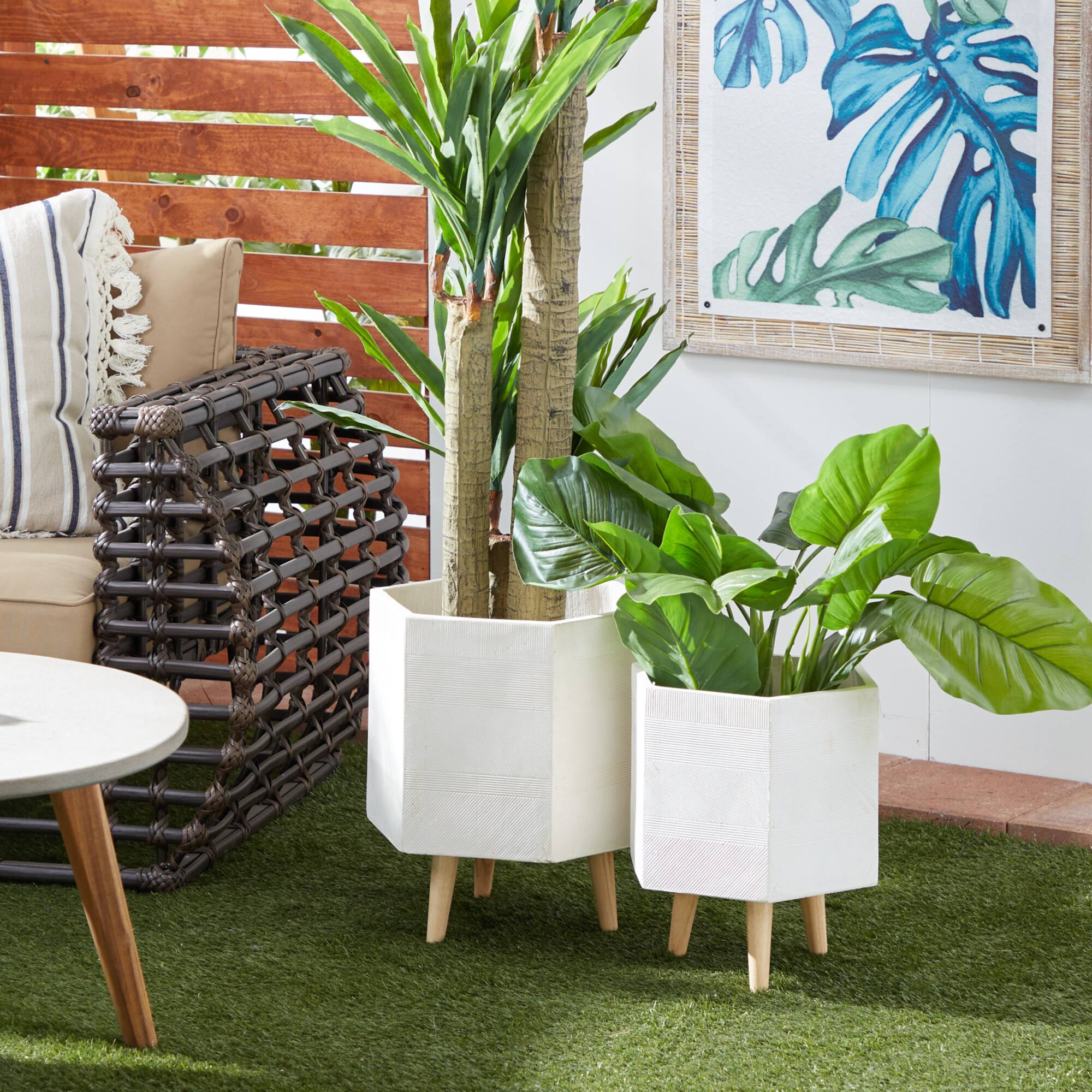Contemporary Polystone Planter Set